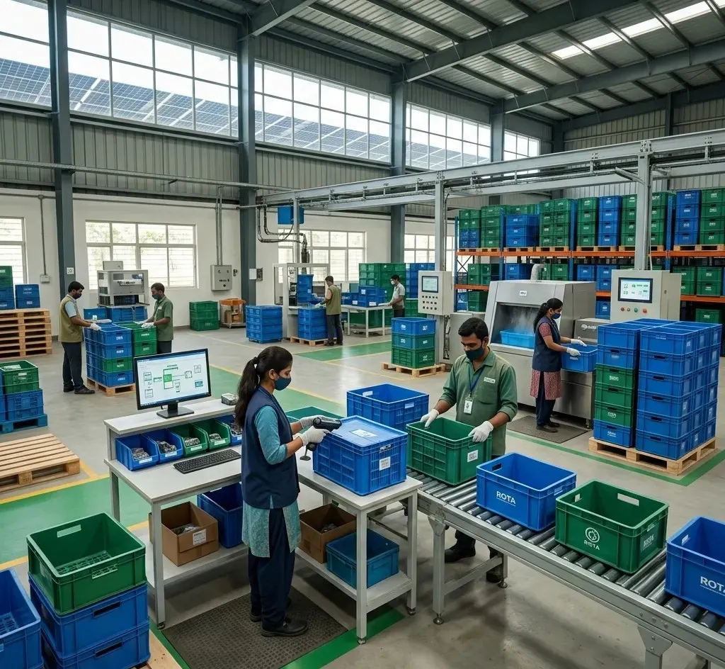 Sustainable returnable packaging systems in warehouse